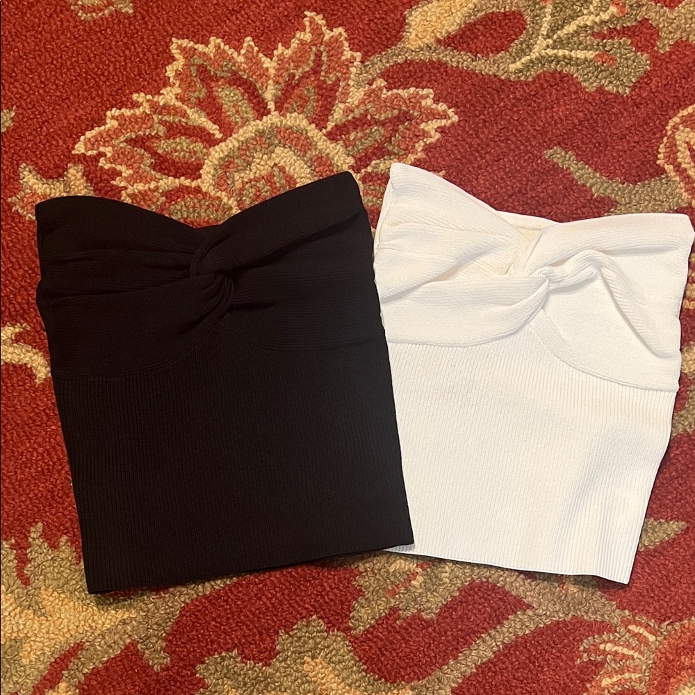DISSH Anika Twist Tube Top, Black and White Set, Size Small, NWOT